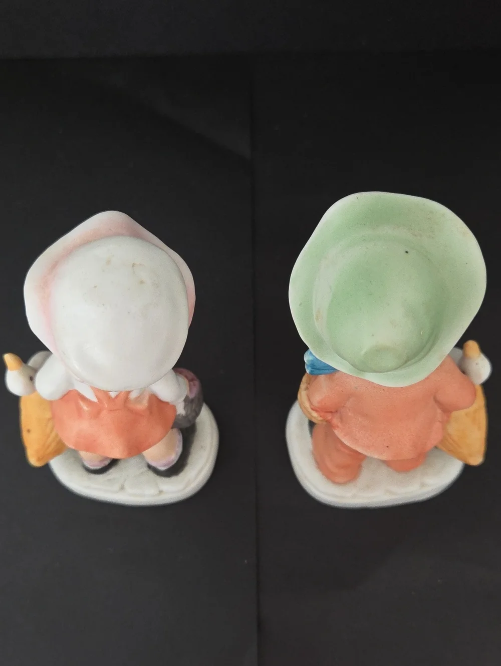 Vintage Porcelain Farm Boy Girl Figurine Set with Geese | 1970s
